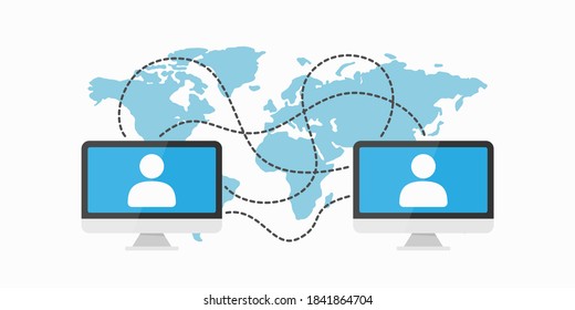 Two computers connected via internet technology