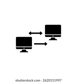 Two Computers with a Line Connecting Them Indicating Data Transfer