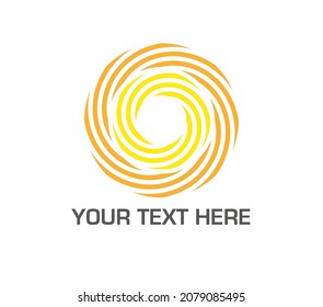 Two concentric colorful and dynamic vortices. Yellow and orange. Ready logo