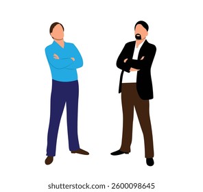 Two Confident Business People Isolated on White. People at work, cooperation and activities vector art