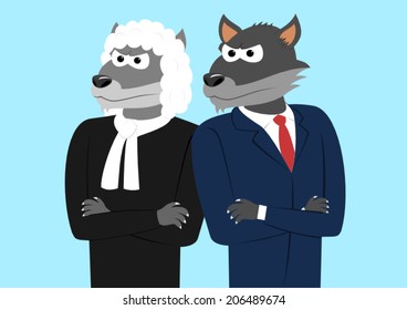 Two confident wolf lawyers