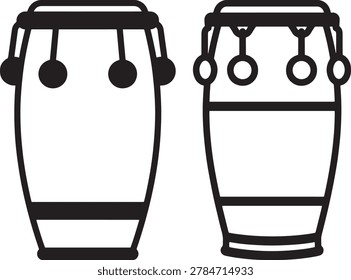 Two conga drums, musical instruments. Rhythm percussion.