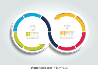 Two Connected Arrow Circles. Infographic Element.