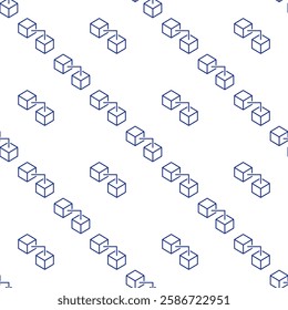 Two Connected Blocks - Blockchain Technology linear vector concept seamless pattern or background