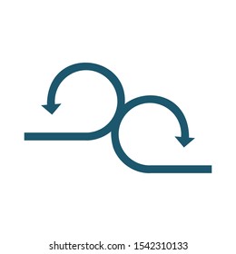 Two connected circle opposite arrows. Stock Vector illustration isolated on white background.