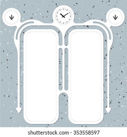 Two connected frames for your text and watches