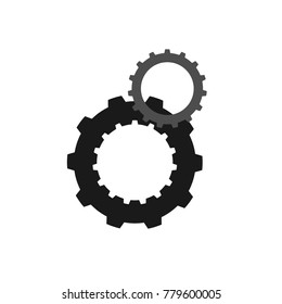 Two connected gears. Cogwheels isolated on white background