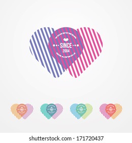 two connected hearts color illusion