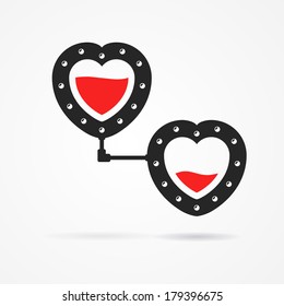 Two connected hearts in steampunk style with pipe and blood inside