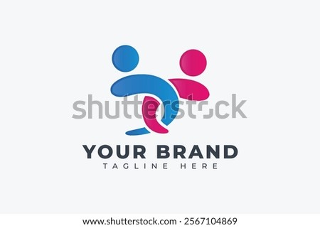 Two Connected People Couple Logo Design