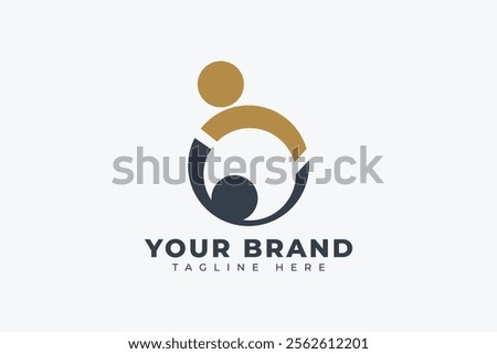 two connected people partner logo design element