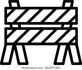 Two Construction Barriers With Diagonal Stripes And Handles