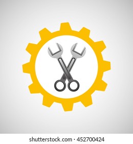 two construction tool wrench icon, vector illustration