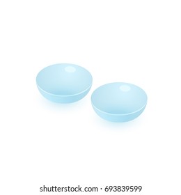 Two contact lenses isolated on white background. Isometric vector illustration