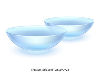 Two contact lenses optic eye care accessory vector illustration.
