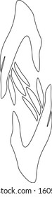 two contoured hands reaching for each other