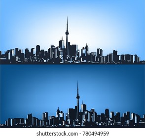 Two contours of a large city.