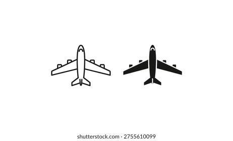 Two contrasting airplane icons viewed from below and above