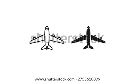 Two contrasting airplane icons viewed from below and above