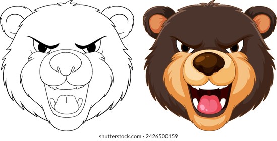 Two contrasting bear faces showing different emotions