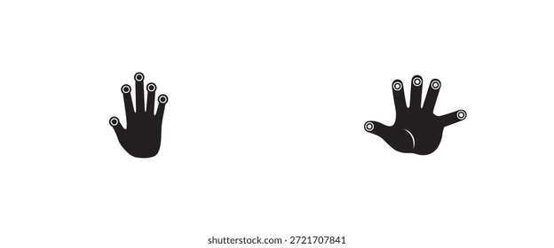 Zwei kontrastreiche schwarze Handsilhouetten werden auf stark weißem Hintergrund dargestellt, die ein Gefühl von Dualität und Isolation vermitteln