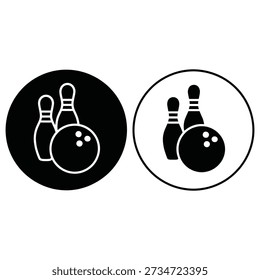 Two contrasting bowling icons featuring pins and balls in different styles