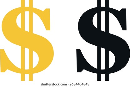 Two contrasting dollar signs, yellow and black, for financial design