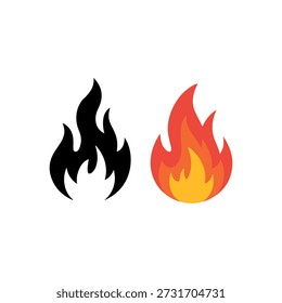 Two contrasting flame illustrations with bold black and vibrant orange designs