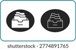 Two contrasting icons showing a file drawer with documents inside isolated on transparent background