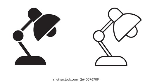 Two contrasting lamp icons showing sleek design and functionality in minimalistic black and white styles