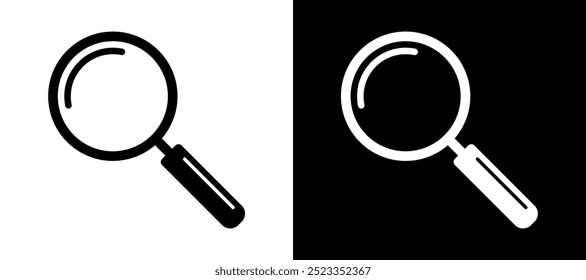 Two contrasting magnifying glasses on a black and white background showcasing different styles