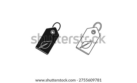 Two contrasting price tags with leaf and brand symbols on a white background