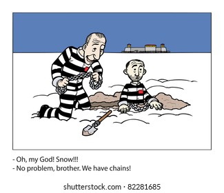 Two convicts in the snow