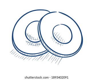 Two cookies with jam. Hand drawn vector illustration