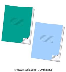 Two Copybooks Isolated on White Background in Flat Design. Vector Illustration