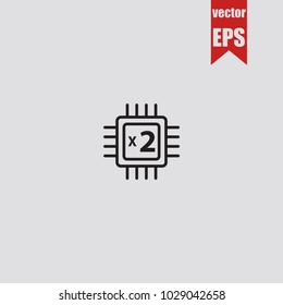 Two core processor icon in trendy isolated on grey background.Vector illustration.