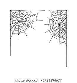 Dos telarañas esquineras representadas en una simple ilustración en blanco y negro