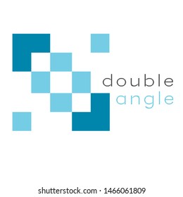 two corners logo. solid color logo concept. blue.