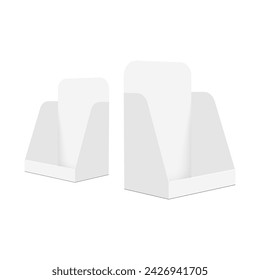 Two Counter Display Boxes, Side View, Isolated On White Background. Vector Illustration