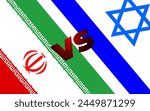 Two countries flag with each other. state flags of Islamic Republic of Iran and Israel. Iran VS Israel. Iran flag and Israel flag on War Background. Latest event illustration. Iran Attack Israel