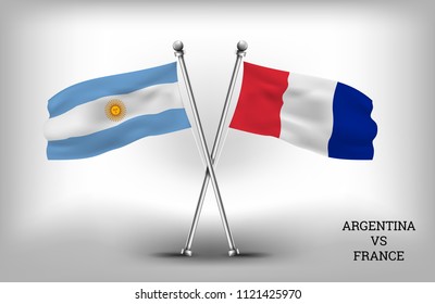 TWO COUNTRY FLAGS. ARGENTINA AND FRANCE. VECTOR EPS