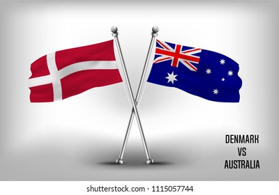 TWO COUNTRY FLAGS. DENMARK AND AUSTRALIA VECTOR EPS.