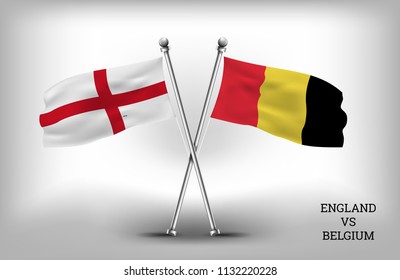 TWO COUNTRY FLAGS. ENGLAND AND BELGIUM. VECTOR EPS.