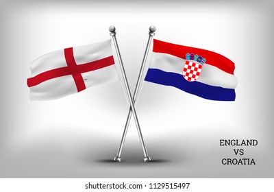 TWO COUNTRY FLAGS. ENGLAND AND CROATIA. VECTOR EPS.