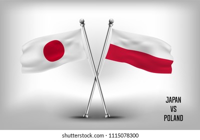 TWO COUNTRY FLAGS. JAPAN AND POLAND VECTOR EPS.