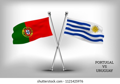 TWO COUNTRY FLAGS. PORTUGAL AND URUGUAY. VECTOR EPS