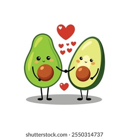 two couple avocado love vibe vector