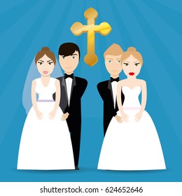 two couple wedding cross image