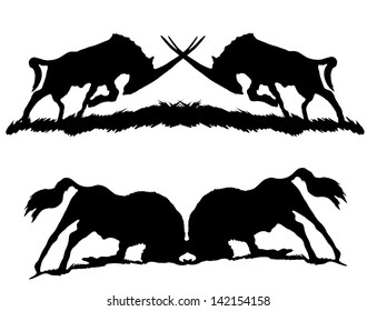 Two couples fighting animals