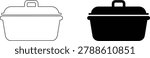 Two covered casserole dishes one in line art style and the other in solid fill style placed side by side isolated on transparent background